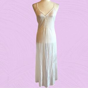 Vintage white nylon maxi slip dress